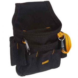 Custom Leathercraft DEWALT DG5103 Small Durable Maintenance and Electrician's Pouch with Pockets for Tools, Flashlight, Keys, Black