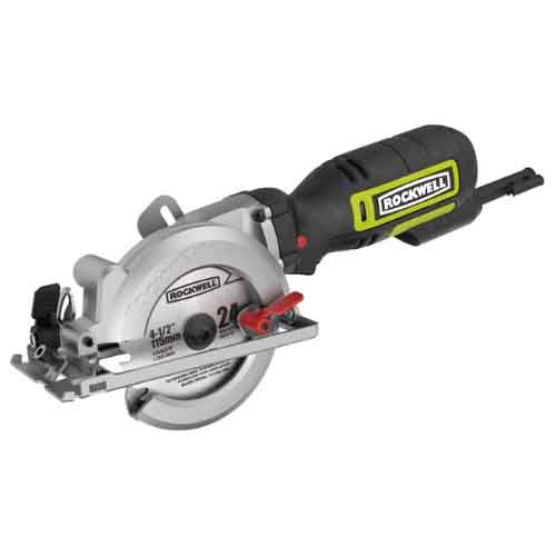 Rockwell 4-1 2” Compact Circular Saw, 5 amps, 3500 rpm, with Dust Port and Starter Kit– RK3441K , Black
