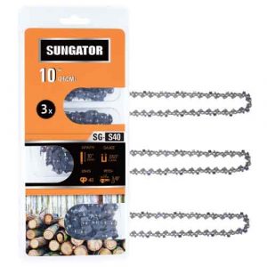 SUNGATOR 3-Pack 10 Inch Chainsaw Chain SG-S40, 3 8 LP Pitch - .050 Gauge - 40 Drive Links, Compatible with Remington, Craftsman, Poulan, Worx