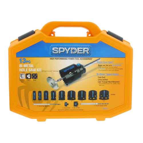 Spyder 600887 13 Piece Bi Metal Steel Hole Cutter Saw Kit with Blades and Arbors